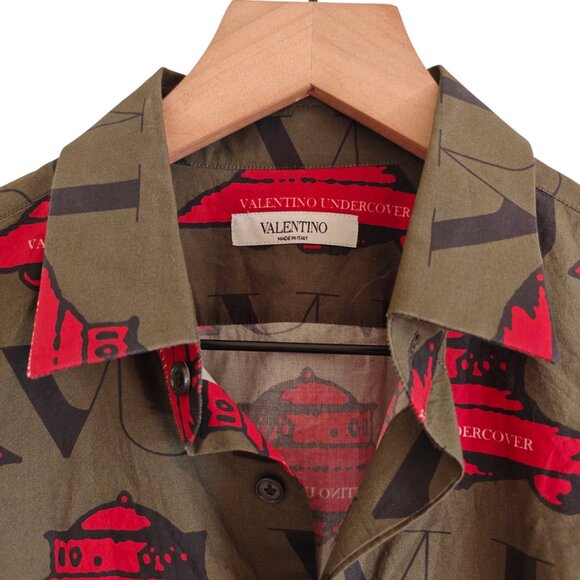Valentino x Undercover UFO Print Cotton Button Up Shirt 38 - Picture 4 of 12
